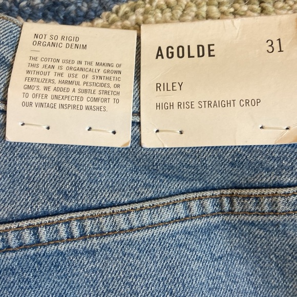 Agolde Riley Distressed Straight Leg Jeans Whiplash A056B-1255 Sz 31 NEW - Picture 6 of 7